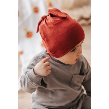Cuffietta Unisex in Bamboo, con simpatiche orecchie annodate .